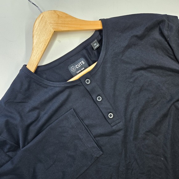 Cuts Clothing Henley Curve Hem Signature Fit Long Sleeve Tee T-Shirt 2XL XXL - Picture 1 of 7
